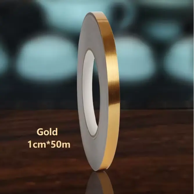 (১ পিস কম্বো সেট ) Golden color 166 Feet Self-Adhesive Waterproof Tile Gap Tape for Floor & Wall Sealing - Image 2