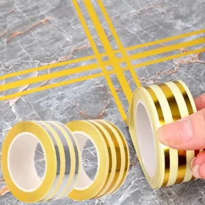(3 পিস সেট) Premium 3-Line Luxury Gold Waterproof Self-Adhesive Tiles Decor & Gap Sealing Tape