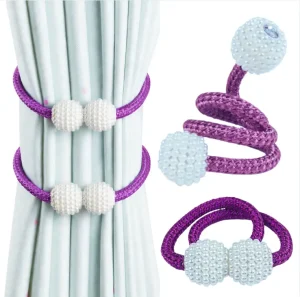 Purple Luxury Magnetic Curtain Tie Backs (বেগুনি 2 পিস সেট) | লাক্সারি পর্দার বাঁধন