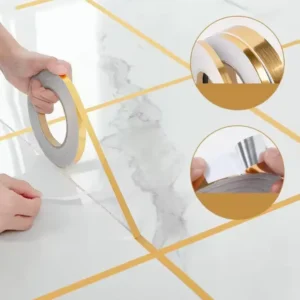 (১ পিস কম্বো সেট ) Golden color 166 Feet Self-Adhesive Waterproof Tile Gap Tape for Floor & Wall Sealing