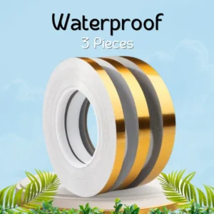 (3 পিস কম্বো সেট ) Golden color 166 Feet Self-Adhesive Waterproof Tile Gap Tape for Floor & Wall Sealing